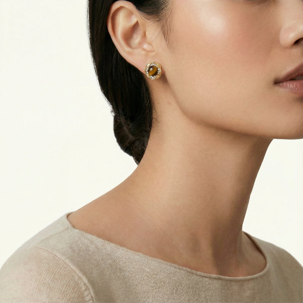 Golden Tiger's Eye Studs