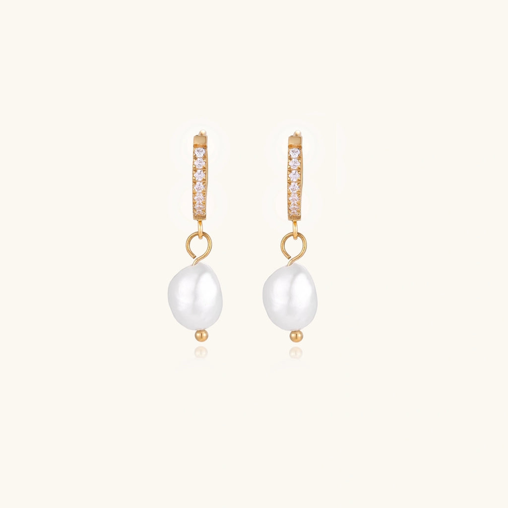 Pearl Drop Hoops