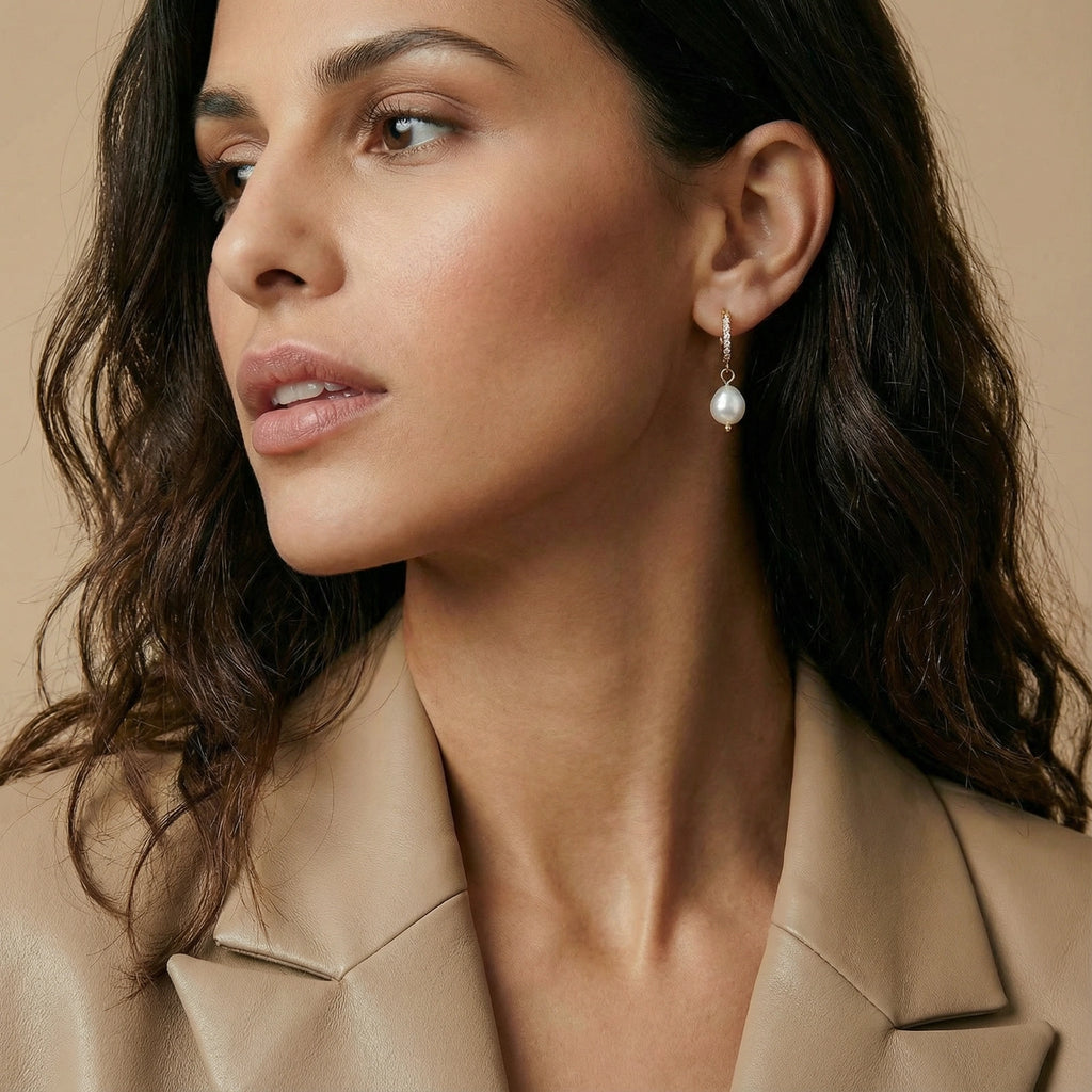 Pearl Drop Hoops