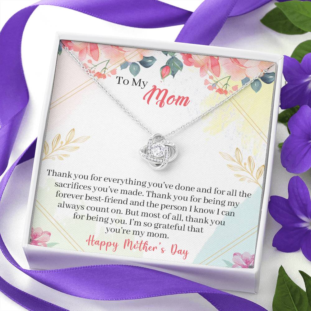 To My Mom Love Knot Necklace