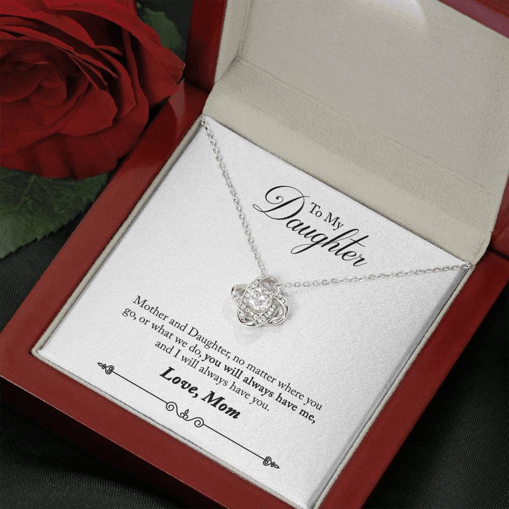 To My Daughter Love Knot Necklace